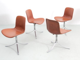 Suite de 4 chaises scandinaves modele PK9 édition originale K. Christiansen