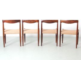 Suite de 4 chaises scandinaves en palissandre de Rio de H. W. Klein