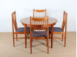 Table de repas scandinave ronde en teck. 4/6 personnes