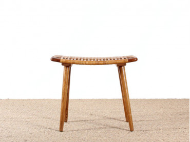 tabouret repose pied scandinave en cannage