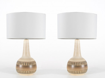 Paire de lampes en céramique scandinave greige