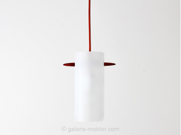 Scandinavian pendant lamp in sanded glass and rosewood