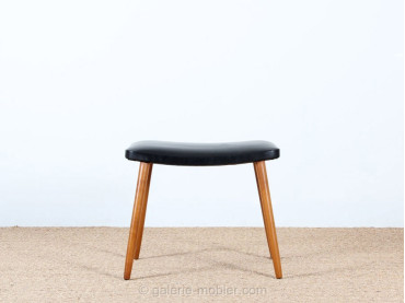 Scandinavian leather stool or ottoman