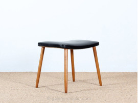 Scandinavian leather stool or ottoman