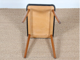 Scandinavian leather stool or ottoman