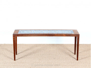 Coffee table / console in rosewood and ceramic tiles top