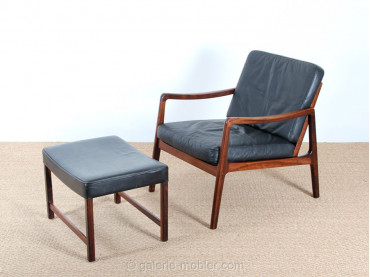 Fauteuil et repose pieds en palissandre de Rio modèle 110 (1951)