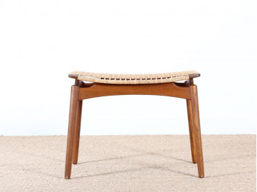 Scandinavian teak and cane stool