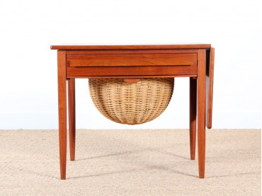 Scandinavian sewing table in teak