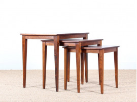 Set of three nesting tables in rosewood