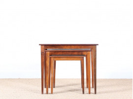 Set of three nesting tables in rosewood