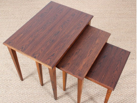 Set of three nesting tables in rosewood