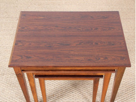 Set of three nesting tables in rosewood