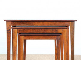 Set of three nesting tables in rosewood