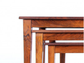 Set of three nesting tables in rosewood