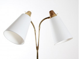 Scandinavian floor lamp with two lights, in teak