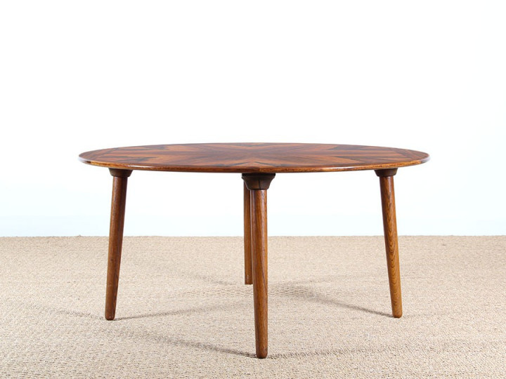 Scandinavian round coffee table in Rio rosewood