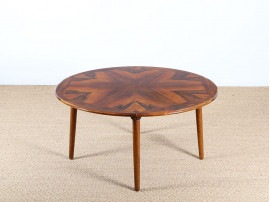 Scandinavian round coffee table in Rio rosewood