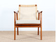 Pair of scandinavian teak and cane-back armchairs 