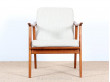 Pair of scandinavian teak and cane-back armchairs 