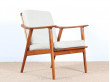 Pair of scandinavian teak and cane-back armchairs 