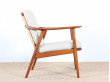 Pair of scandinavian teak and cane-back armchairs 