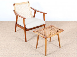 paire de fauteuils scandinaves en teck et cannage