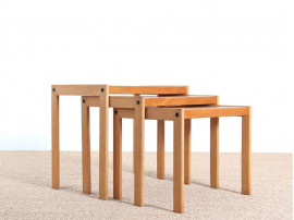 Set of three nesting tables in teak