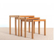 Set of three nesting tables in teak