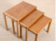 Set of three nesting tables in teak