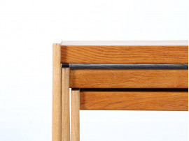 Set of three nesting tables in teak