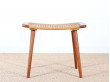 Scandinavian teak and cane stool