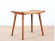 Scandinavian teak and cane stool