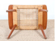 Scandinavian teak and cane stool