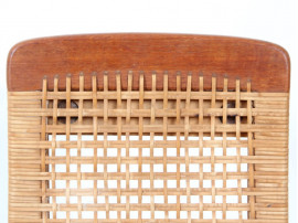 Scandinavian teak and cane stool