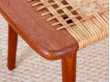 Scandinavian teak and cane stool