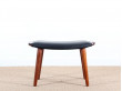 Scandinavian ottoman in teak and leather