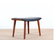 Scandinavian ottoman in teak and leather