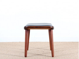 Scandinavian ottoman in teak and leather