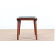 Scandinavian ottoman in teak and leather