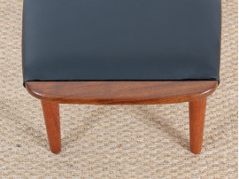 Scandinavian ottoman in teak and leather