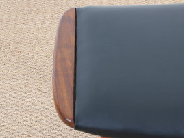 Scandinavian ottoman in teak and leather