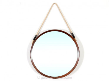 Scandinavian mirror in teak by Uno & Östen Kristiansson pour Luxus