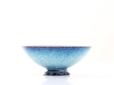 Coupe en céramique  scandinave émaillée bleue.