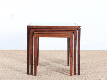 Danish mid-century modern nesting tables in Rio rosewood