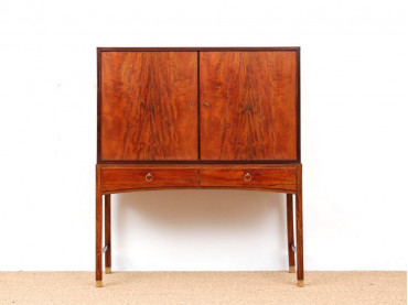 Danish mid modern raised cabinet in nutwood and lemon tree