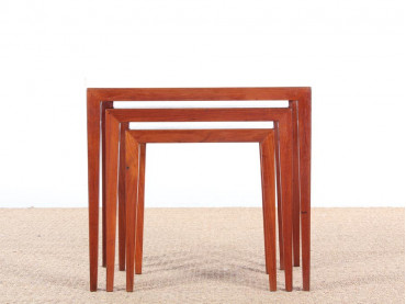 Danish mid-century modern nesting tables in teak by Severin Hansen