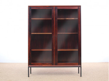 Mid-Century Modern Danish vitrine bookcase in Rio rosewood