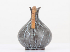 Grey Pitcher with Wicker Handle 