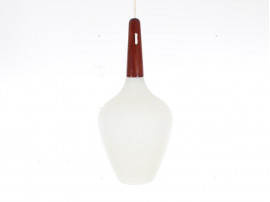 Mid-Century Modern scandinavian pendant lamp in teak and opal